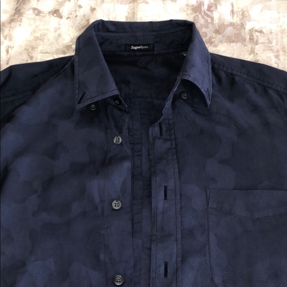 Zegna Sport Camo Button Down Shirt